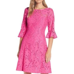 NWT Lilly Pulitzer Allyson Lace Fit & Flare Dress Sz16 Pink Tropics